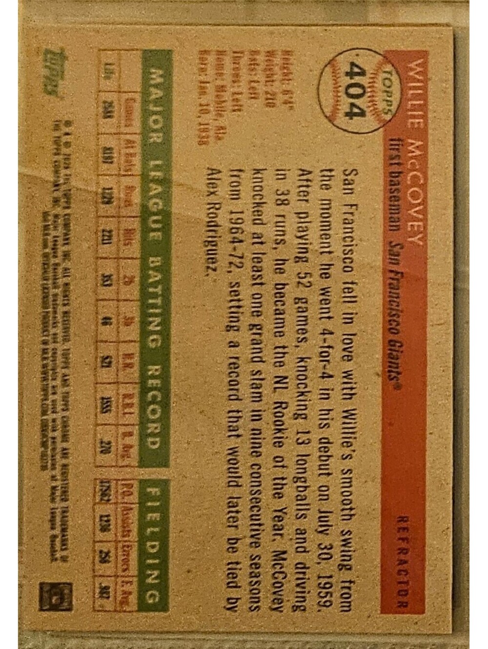 Willie McCovey - HOF - 2025 Topps Chrome Platinum - #424 - San Francisco Giants - Picture 2 of 2